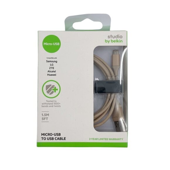 NIB Studio by Belkin Micro-USB to USB Cable for Samsung LG ZTE Alcatel Huawei - Picture 1 of 4
